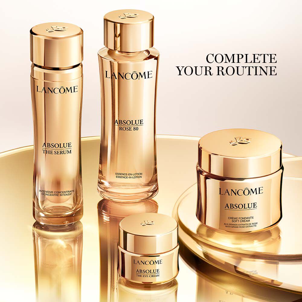 Complete Lancome Absolue Skincare Routine Set including Absolue Rose 80 Essence-In-Lotion, Absolue Eye Cream, and Absolue Soft Cream
