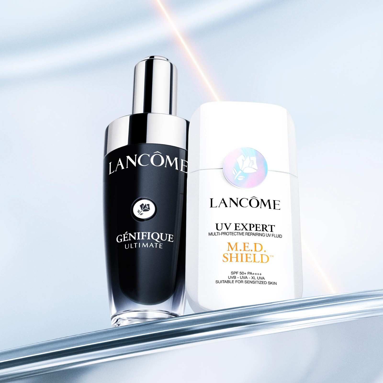 CROSS SELL VISUAL OF UV EXPERT M.E.D. SHIELD SPF 50+ AND GENIFIQUE ULTIMATE SERUM