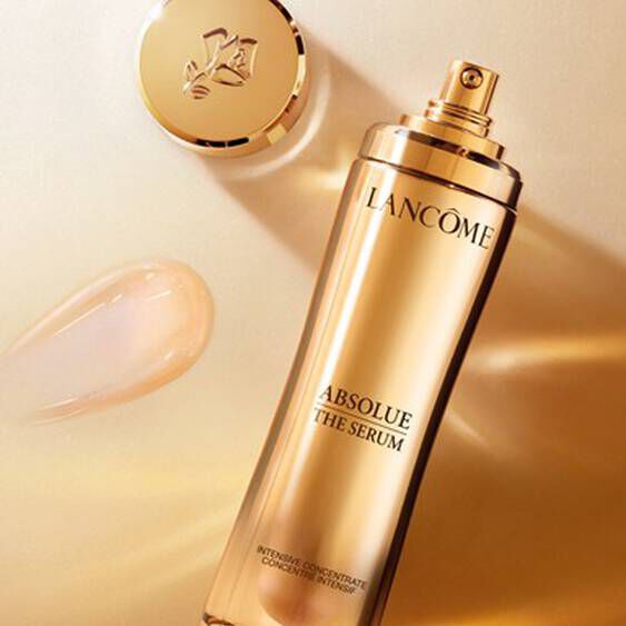 Lancome Absolue The Serum, luxury anti-aging serum with open cap
