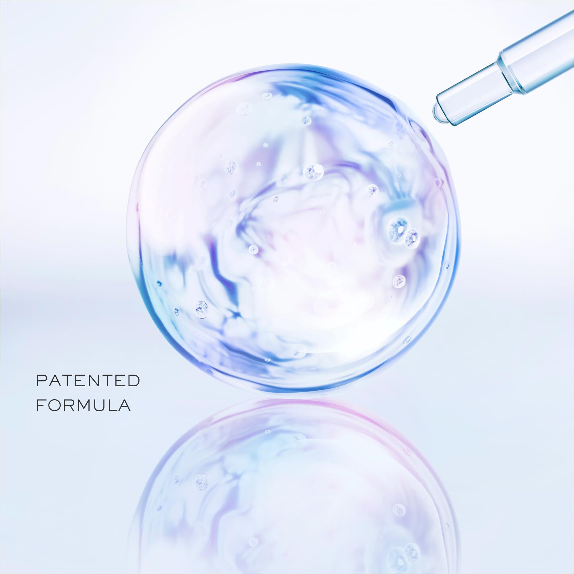 Close-up of Lancome Clarifique Pro-Solution Serum iridescent liquid sphere representing patented formula