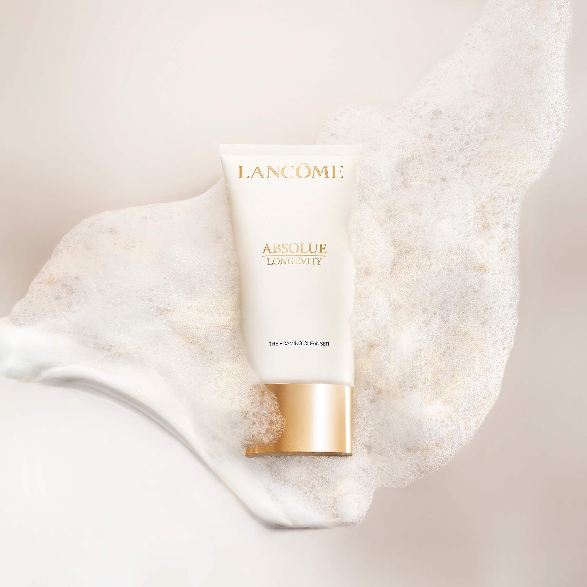 Shot with Absolue Longevity Foaming Cleanser inside the texture