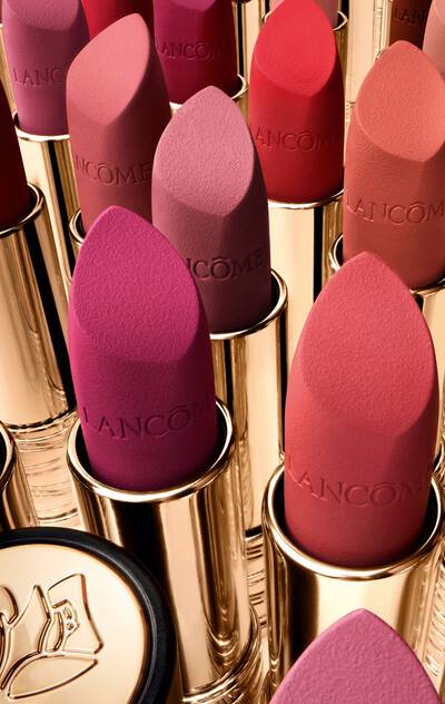 Lancome L'Absolu Rouge Drama Matte lipstick collection with an intense powder matte finish and velvety texture